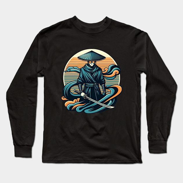 Blue Eye Samurai - Retro Vintage Stylized Long Sleeve T-Shirt by Retro Travel Design